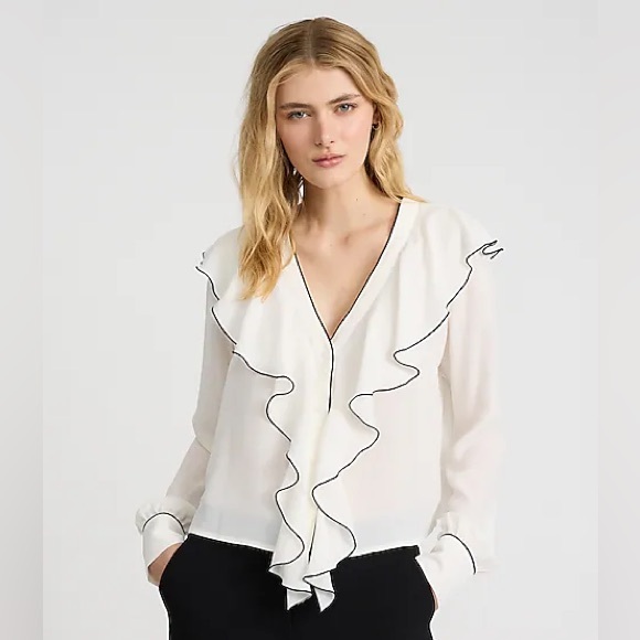 Express White Ruffle Blouse - Picture 2 of 4